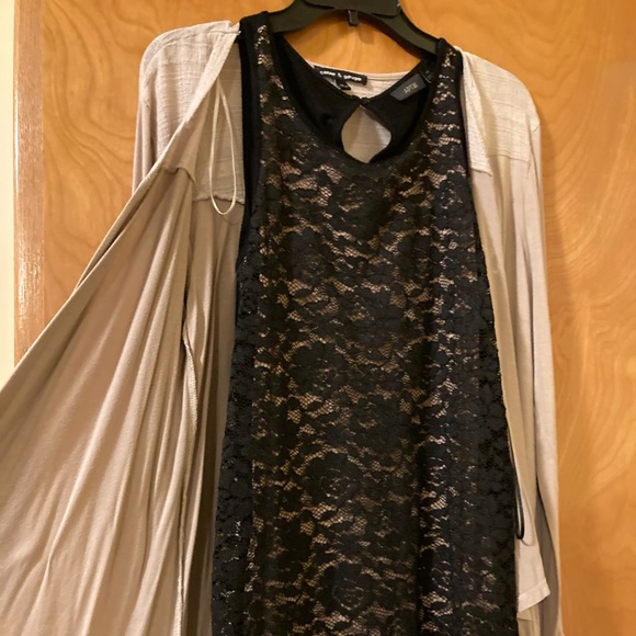 2-pc Cardigan & shell, black lace and tan cardigan - Picture 3 of 10